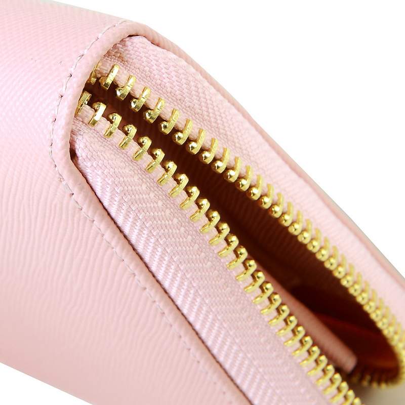 Knockoff Prada Real Leather Wallet 1136 light pink